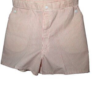 Vintage 1960s Shorts Women Size 11 White Red Striped Snap Pockets Hong Kong READ